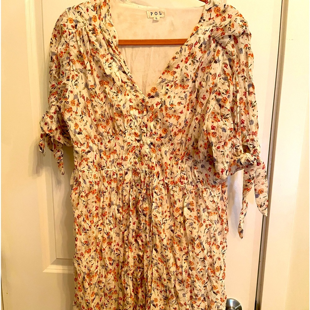Pol Midi dress - beautiful details and floral print - size L